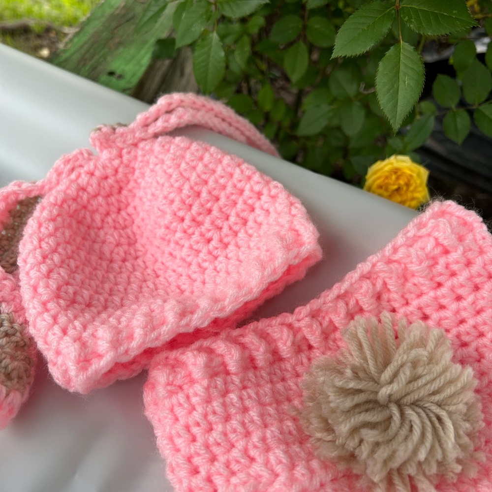 Pink Bunny Crochet 3 piece Set